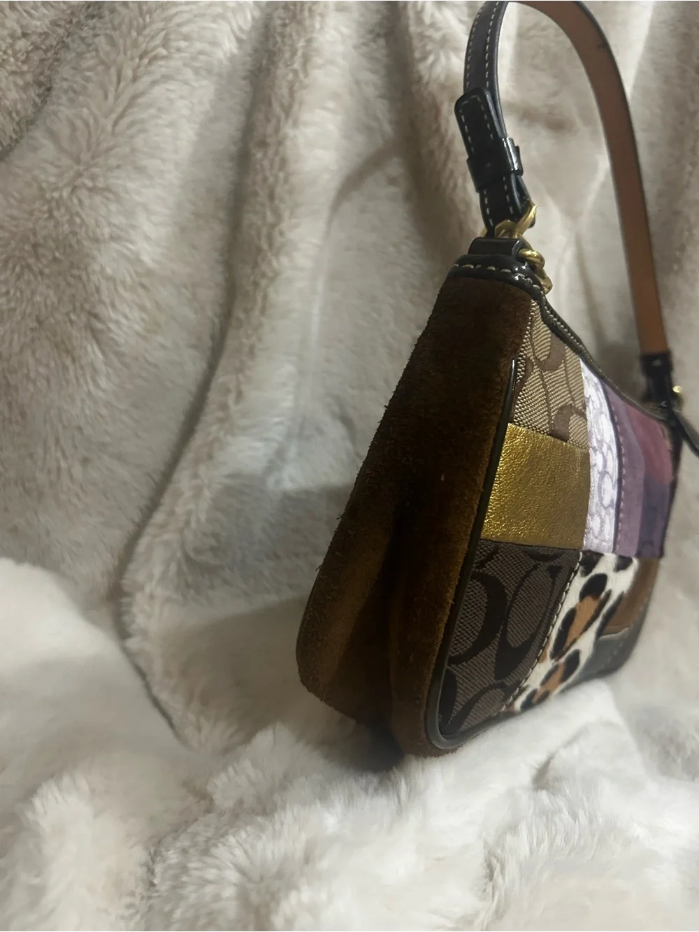 Coach Y2K Purple Patchwork Demi ShoulderBag 7071
